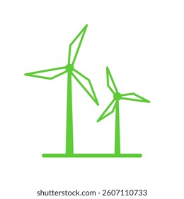 Renewable Energy Icon. Two wind turbines .Isolated on white background.
