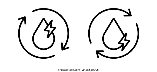 Renewable energy icon vector set. Water energy symbol