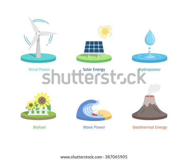 Symbole Fur Erneuerbare Energien Stock Vektorgrafik Lizenzfrei