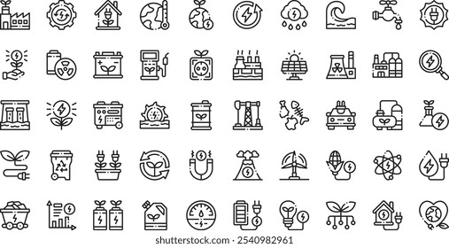 Iconos de energía renovable Iconos de vectores de alta calidad Colección con trazo editable. Ideal para Profesional y Proyectos Creativos.