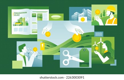 Idea de energía renovable molino de viento ambiental, reciclado, panel solar, coche eléctrico concepto de tecnología eco-amigable con el crecimiento económico