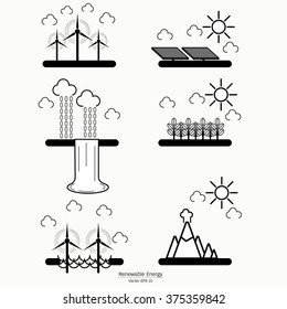 Renewable energy in the illustrated. Vector green energy.