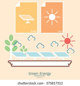 Renewable energy in the illustrated. Vector green energy.
Connect to renewable energy - ecology background / eco energy concept with set of energy icons.