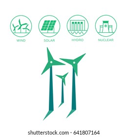 Renewable energy illustration. Renewable energy concept in flat style