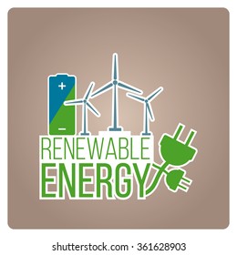 renewable energy illustration over color background