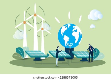 renewable energy renewable energy illustration vector solar energy, solar panel technology Determine the extraction of environmental resources, hours of the earth, saving energy and the planet.