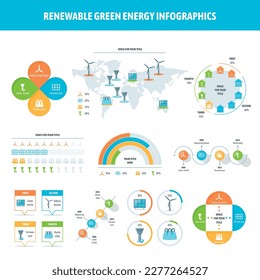 Renewable energy infographic elements collection