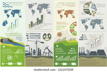 renewable energy infographics with elements of the water of the sun wind and earth