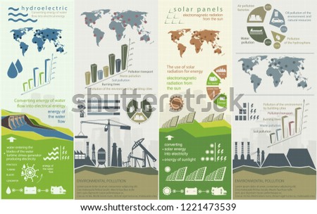 renewable energy infographics with elements of the water of the sun wind and earth