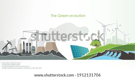 renewable energy infographics with elements of the water of the sun wind and earth. Vector illustration
