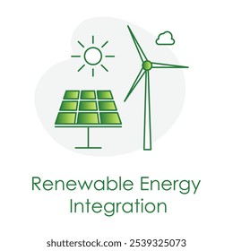 Ícone de Integração de Energia Renovável - Elementos Solares e Eólicos em Formação Circular.