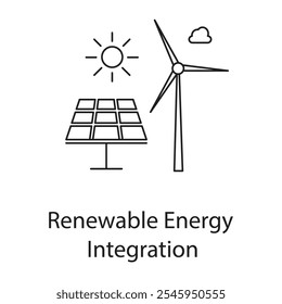 Ícone de Integração de Energia Renovável - Elementos Solares e Eólicos em Formação Circular.