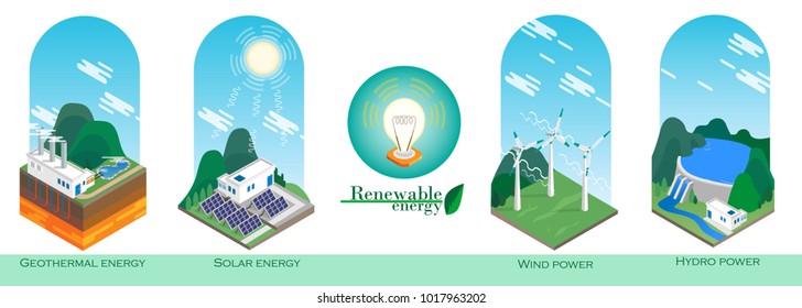 Renewable energy isometric graphic design , vector illustration.