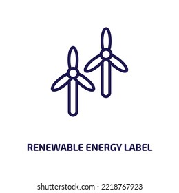 renewable energy label icon from general collection. Thin linear renewable energy label, energy, renewable outline icon isolated on white background. Line vector renewable energy label sign, symbol 