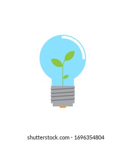 Renewable Energy Lightbulb Flat Icon Vector Illustration
