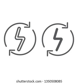 Renewable energy line and glyph icon, eco and power, bolt sign, vector graphics, a linear pattern on a white background, eps 10.