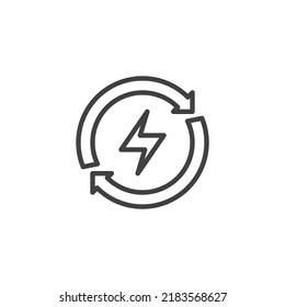 Renewable energy line icon. linear style sign for mobile concept and web design. Renewable electricity outline vector icon. Symbol, logo illustration. Vector graphics