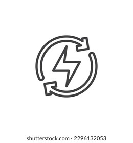 Renewable energy line icon. linear style sign for mobile concept and web design. Renewable resources outline vector icon. Symbol, logo illustration. Vector graphics
