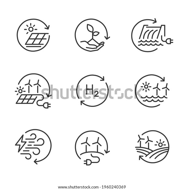 Renewable energy line icon\
logo set.