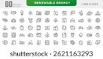 Renewable Energy line icon set. Green technology, energy, power, supply, ecology, eco, electricity, neutral, leaf, nature, solar, panel vector line icon set. Ui thin line icon pack.