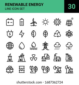 Renewable Energy Line Icon Set