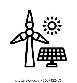 Renewable Energy Line Vector Illustration On White Background.