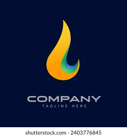 Renewable energy logo design template vector. Energy power fire flame sustainable leaf climate. 