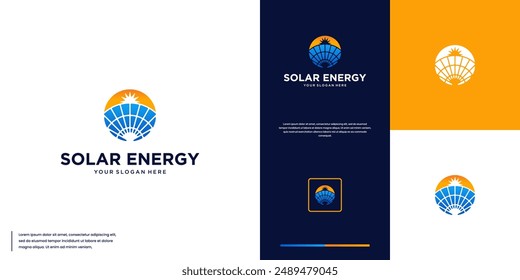 renewable energy logo, solar panel, logo design illustration.
