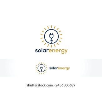 Renewable energy logo Sun plug electrical charge icon
