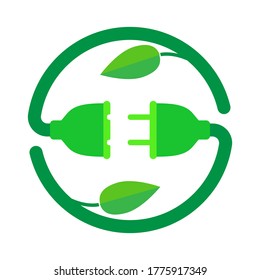 Renewable energy logo template vector icon design, Green Plug Power Consumption.