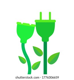 Logo für erneuerbare Energien, Vektorsymbol-Design, Green Plug Power Consumption.