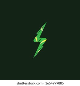 renewable energy logos from green leaves, as a representation of nature combined with electricity into the energy of the future