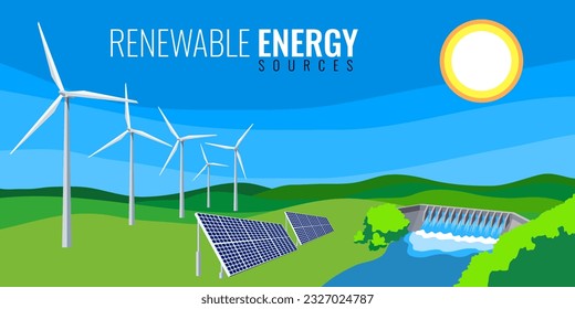 Renewable energy from nature for sustainable use. for a better world, vector, Illustration 
