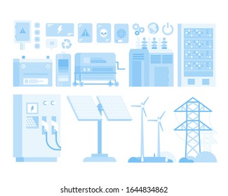 Energía renovable Molino nuclear Molino eléctrico Camión eléctrico Ciudades  Diseño Plano Ilustración