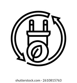 renewable energy plug sustainability line icon vector. renewable energy plug sustainability sign. isolated contour symbol black illustration