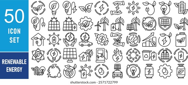 Renewable energy related Icon set