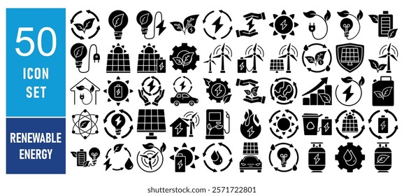 Renewable energy related Icon set