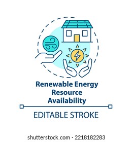 Renewable energy resource availability concept icon. Choosing right electric system abstract idea thin line illustration. Isolated outline drawing. Editable stroke. Arial, Myriad Pro-Bold fonts used