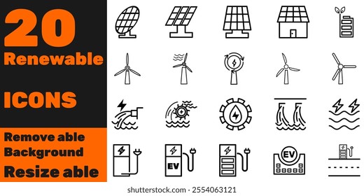 renewable energy resource icons, Green ,Sustainable, Alternative Energy Solar Panel , 