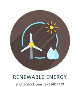 Rund um erneuerbare Energie abgerundete flache Farbe Symbol Mini-Illustration, Verwendung für moderne Konzept, Print, UI, UX-Kit, Web-und App-Entwicklung. Vektor im Zusammenhang mit grüner Technologie und mehr