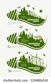 Renewable energy set of earth in bulb. The concept of ecology
