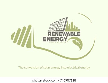 Renewable energy of solar energy in bulb. The concept of ecology