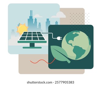 Renewable Energy Solar Panel to Greener Future - Stock Illustration as EPS 10 File