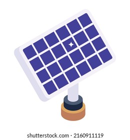 Renewable energy from solar panel, isometric icon

