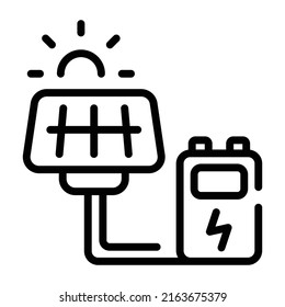 Energía renovable del panel solar y sol en segundo plano, icono del doodle de la energía solar