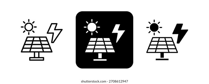 Renewable Energy Feste Farbe und schwarze Linie Zeichnung Vektorgrafik-Set
