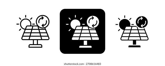 Renewable Energy Solid color and black line drawing vector illustration set