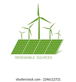 Renewable Energy Source Icon. Green energy. Environmentally friendly. Vector Illustration Isolated on White Background.