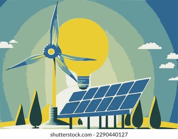Fuentes de energía renovable, imagen vectorial de energía limpia.