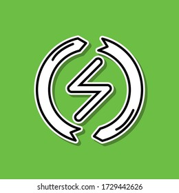 Symbol für den Aufkleber für erneuerbare Energien. Einfache dünne Linie, Konturvektor Vektor der Ökologie Icons für ui und ux, Website oder mobile Anwendung